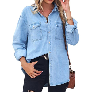 Women denim <b>shirt</b> suitable for <b>office</b> and everyday wear Women denim <b>shirt</b> stylish button front top for comfort denim <b>shirt</b> - Product Image 6