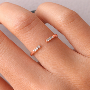 Anillo Abierto de Oro Puro de 14K con Corte Redondo, Elegante y Clásico, Nuevo Modelo 2026, con Diamante de Laboratorio, Ajustable para Ella - Product Image 5