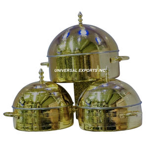 Calentador de alimentos de ratán con acabado dorado, cazuela de diseñador de forma redonda, calentador de alimentos de lujo superventas - Product Image 4