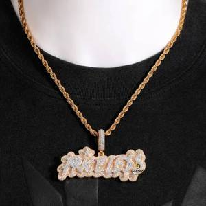 Ravishing Customized Name <b>Letter</b> Fully Iced Out Hip Hop Unisex Pendant Brilliant Moissanite VVs Diamonds 10K Yellow Gold - Product Image 3