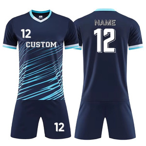 Último Modelo de Uniformes de Fútbol con Serigrafía, Conjuntos de Camisetas y Pantalones Cortos con Logotipo Personalizado, 100% Poliéster, Unisex, MOQ Bajo, Antibacteriano - Product Image 1