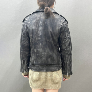 Chaqueta de cuero genuino marrón para mujer, abrigo de motocicleta personalizado de calidad, transpirable y a prueba de viento, el más popular para damas - Product Image 4