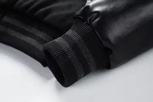 Veste d'université pour hommes conçue sur mesure hiver automne style formel avec manches en cuir PU broderie Patch Logo prêt à expédier - Product Image 3