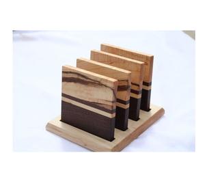 STYLE Ensemble de sous-verres de qualité Bois d'acacia Décoratif Carré et rond de haute qualité avec support Tapis et tampons en bois massif - Product Image 6