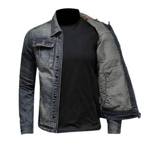 Fashion <b>Men's</b> Winter Waterproof <b>Denim</b> <b>Jacket</b> with Stand Collar Good Quality Cotton Holes Design Hip-hop Style - Product Image 4