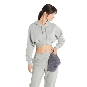 Sweat à capuche court Y2K uni pour femme avec manches longues, broderie frontale, coupe ample, pull d'hiver, impression de logo personnalisée, tissu tricoté - Product Image 3