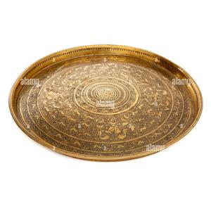 จานจานทองศิลปะโบราณหรูหราถาดเสิร์ฟอาหารถาดโลหะทองเหลืองบริสุทธิ์ปลอดภัยสำหรับร้านอาหาร - Product Image 1
