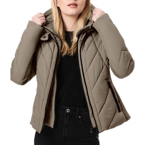 Blanc femmes Parkas légers conçus hiver mince bouffant manteau décontracté O cou épais coton rembourré femme veste courte - Product Image 6