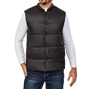 เสื้อกั๊กขนเป็ดน้ำหนักเบาสำหรับผู้ชายผ้าแคนวาสสำ100% ผ้าโพลีเอสเตอร์ผ้าใบกันลมมีซิป - Product Image 2