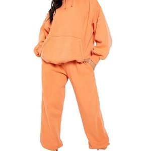 Tenues de jogging décontractées 2 pièces personnalisées pour femmes ensemble de survêtements en polaire à manches longues hiver logo personnalisé grande taille - Product Image 1