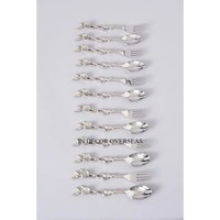 Ensemble de couverts design en acier inoxydable, feuilles polies argentées et brillantes, aspect attrayant, pour la maison et l'hôtel, fourniture de table à manger en provenance d'Inde