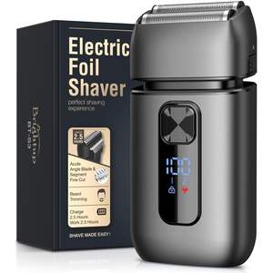 Rasoir électrique sans fil rechargeable par USB pour hommes, étanche IPX7, rasoir rotatif à double lame avec tondeuse escamotable, gris - Product Image 2