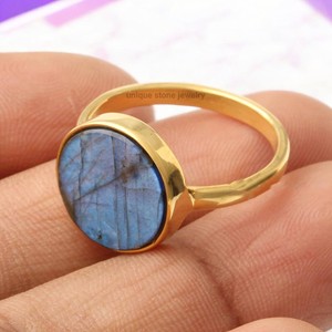 Bague Labradorite de feu en argent sterling 925 faite à la main, sertissage de pierres précieuses naturelles, belle déclaration, bijoux fins - Product Image 2