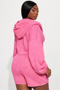 Haut à capuche personnalisé de haute qualité délavé soleil délavé en coton biologique avec fermeture éclair complète en polaire pour femmes - Product Image 3
