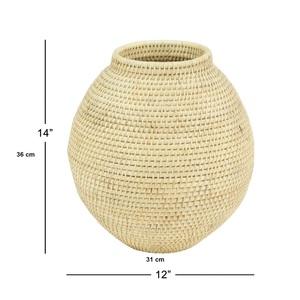 Jarrón bohemio tejido a mano de ratán redondo moderno para flores de mesa decoración vietnamita para el hogar - Product Image 3