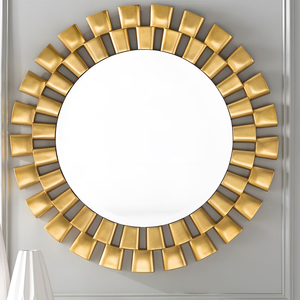 Miroir mural décoratif en corne fait à la main, élégant, rond, de luxe, pour les chambres à coucher et les halls - Product Image 1