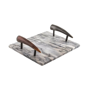 Natural Indian Polished <b>Marble</b> Table Serving <b>Tray</b> Wholesale New Design Handmade American Style Eco-Friendly Wedding Metal Handle - Product Image 2