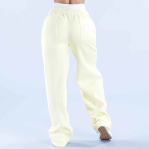 Pantalon de survêtement pour femme, coupe droite, tissu doux et respirant en polaire, confortable et décontracté pour l'hiver, avec lacets plats - Product Image 2