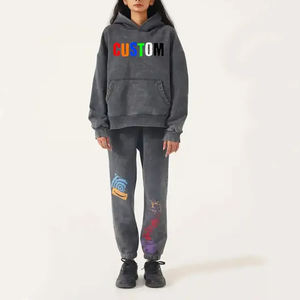 เสื้อฮู้ดกางเกงวิ่งมีฮู้ดเปิดไหล่ปล่อยชายหญิงผ้าฟลีซผ้าฝ้ายระบายอากาศได้ดีสำหรับฤดูหนาว - Product Image 3