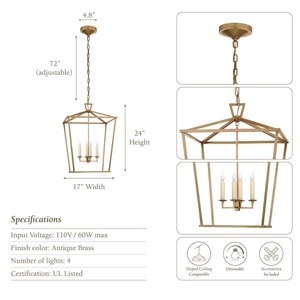 Premium Seraphine Lantern Lámpara colgante Elegante accesorio colgante de inspiración vintage para la decoración del hogar y restaurante - Product Image 4