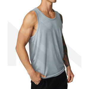 Camiseta sin mangas de algodón 100% ajustada informal para hombre, camisetas sin mangas de entrenamiento transpirables con logotipo personalizado - Product Image 5
