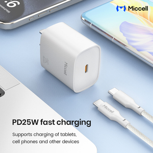 <span class=keywords><strong>Chargeur</strong></span> rapide pour téléphone Miccell De Celulares QC 3.0 USB C avec câble C vers C PD 25W, charge rapide haute puissance, chargeurs de téléphone - Product Image 3