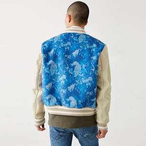 แจ็คเก็ตแขนหนังของผู้ชายงานเย็บปะติดเสื้อเบสบอลบอมเบอร์แจ็คเก็ตปักลายขนาดพิเศษ - Product Image 2