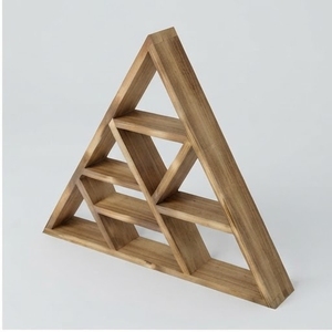 <b>Wooden</b> <b>Triangle</b> Shelf Geometric Minimalist Decorative Storage Rack Single-Piece Handcrafted Design - Product Image 1