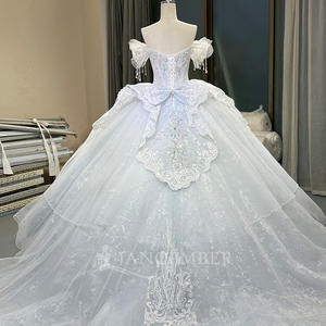 Vestido de Novia OY018 Princesa con Encaje, Apliques de Cristal, Manga Larga, Cola Capilla, Largo hasta el Suelo, Estilo Imperio - Product Image 4