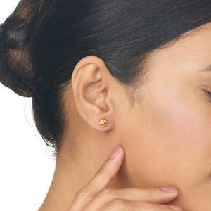 Pendientes de botón Sunny Glow Gold para mujer, joyería de fiesta geométrica vintage con circonita - Product Image 2