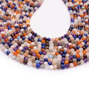 AAA + Multi Gemstone 4mm-5mm Cuentas redondas facetadas | Strand 13 "| Esfera de piedras preciosas semipreciosas de mezcla natural/Cuentas de bolas para joyería - Product Image 5