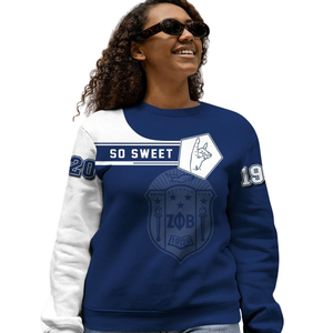Sudadera con Cuello Redondo Zeta Phi Beta Griega 1920 para Mujer, Azul, Bordada, de Felpa - Product Image 5
