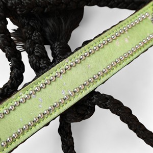 Licol en nylon tressé pour cheval occidental avec longe en ruban, muserolle anglaise entièrement réglable en cuir orné - Product Image 4
