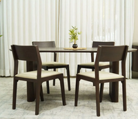 Table à manger rectangulaire en bois de manguier massif pour usage hôtelier, pliable et résistante à l'eau, mobilier de salle à manger