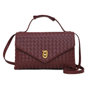 กระเป๋าพาดลำตัวสะพายไหล่สายเดียวทอด้วยมือสไตล์วิ<span class=keywords><strong>น</strong></span>เทจทันสมัยพร้อมซิปและซับในโพลีเอสเตอร์ - Product Image 4