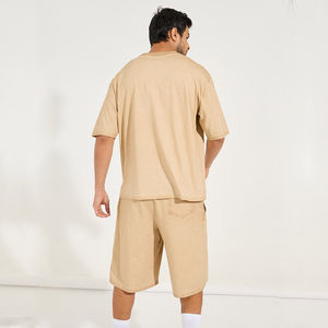 Conjunto doble de dos piezas de alta calidad para hombre, informal, de algodón, transpirable, de secado rápido, de manga corta, cintura elástica, con logotipo frontal de verano impreso - Product Image 4