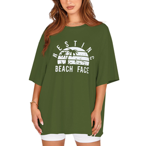 Camiseta de manga corta de gran tamaño personalizable para mujer, camiseta transpirable de verano para mujer, camiseta estampada - Product Image 1