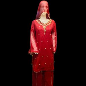 ชุดเดรสชีฟองสำเร็จรูปคุณภาพสูง ดีไซน์สวยหรู พร้อมกางเกงทรงชาราร่า สำหรับงานปาร์ตี้ ตกแต่งด้วยงานปักอย่างมีสไตล์ - Product Image 1