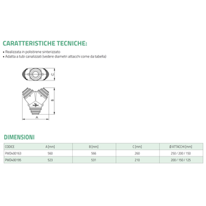 Piezas para Sistemas HVAC Tecnosystemi, Conector en 'Y' Múltiple en Poliestireno Sinterizado para Tuberías de Aire Acondicionado por Conductos - Product Image 4