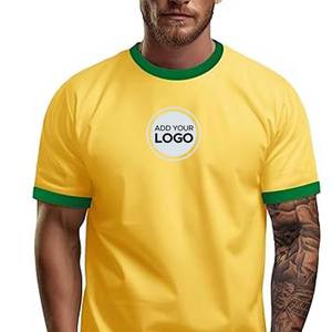 T-shirt pour homme Ringer, nouvelle mode estivale, col rond, coupe ample et couleurs unies - Product Image 2