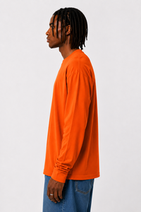 Best Choice <b>Men's</b> Four-Season Orange Tailored Italy 100% Cotton Long Sleeves Comfort & Elegance Combined - Product Image 3
