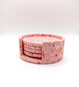 Resin Resin Coasters Set Best Quality Terrazzo Natural Stone Coasters Resin Inlay Stone Coaster 4 Pcs Set - Product Image 1
