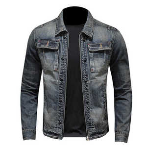 High Quality <b>Denim</b> <b>Jacket</b> <b>for</b> <b>Men</b> Custom Logo Casual Streetwear Riding Style Jeans Outerwear - Product Image 3