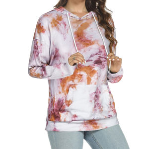 Sudadera Corta con Capucha para Mujer, Diseño Personalizado Tie Dye, Nueva Llegada, Manga Larga, Fitness, Sudadera Corta con Capucha Tie Dye para Mujer - Product Image 2