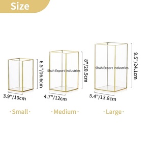 Boîte en verre tendance Bougeoir à cadre en métal noir Forme carrée pour la maison et l'hôtel Décor de table Bougie en verre Votive - Product Image 6