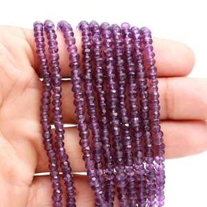 ลูกปัดอะมีทิสต์ทรงรอนเดลเหลี่ยมเพชรพลอย ขนาด 4 มม. แบบเส้น สำหรับทำเครื่องประดับ อัญมณีธรรมชาติ ความยาว 12 นิ้ว คุณภาพ AAA+ สีม่วง ได้รับการรับรอง - Product Image 2