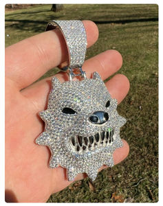 ÉNORME 3.5 Hip Hop Angry Pitbull Pendentif Super Glacé Diamants Simulés Réel Solide En Argent Sterling 925 Disponible De L'Inde - Product Image 1