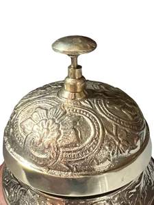 <b>Antique</b> Solid Brass Floral Design Manual Push Table Call Bell Vintage Press Desk for Hotel Counter Office Desk Home Decor - Product Image 2