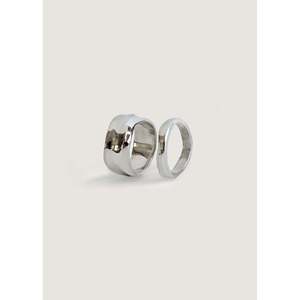 Athena Sculptural <b>Silver</b> <b>Ring</b> <b>Stack</b> Fashionable Trendy Opening Inlay Gold Plating Stainless Steel Main Stylish Number Gift - Product Image 3