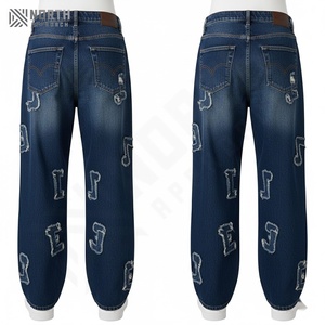Pantalones Vaqueros Bordados Desgastados de Fábrica con MOQ Bajo, Hechos de Algodón, Precio al por Mayor, Hechos en Pakistán, Corte Recto - Product Image 2